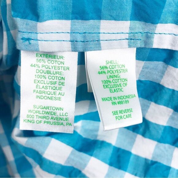 LILLY PULITZER | NEW Sarafina Turquoise Oasis Crinkle Gingham Top Women’s Size 4 - Picture 14 of 15